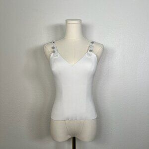 Galita White Tank with Jewels on Strap - One Size